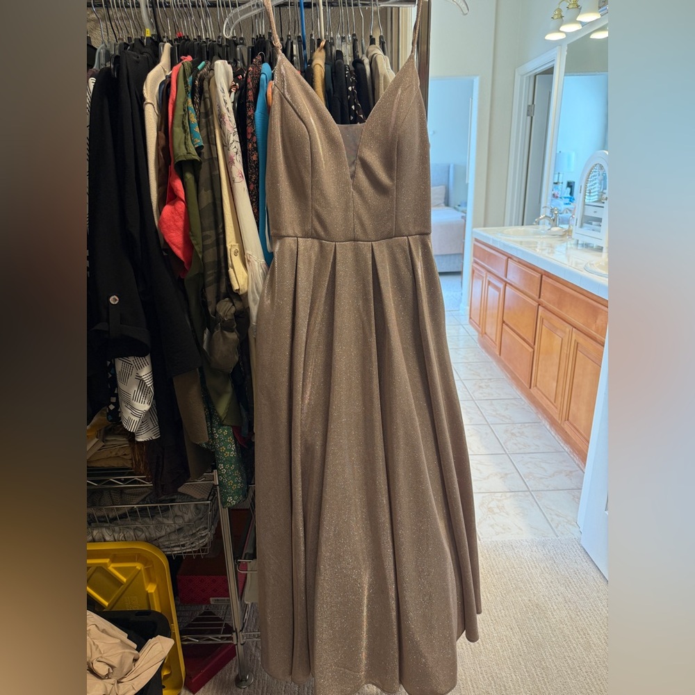 B Darlin Gray Sleeveless Spaghetti Strap Sundress